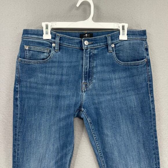 7 for All Mankind Jeans Mens 34 Blue Stacked Skinny Mid Rise Stretch Denim 34x26 - Picture 2 of 16